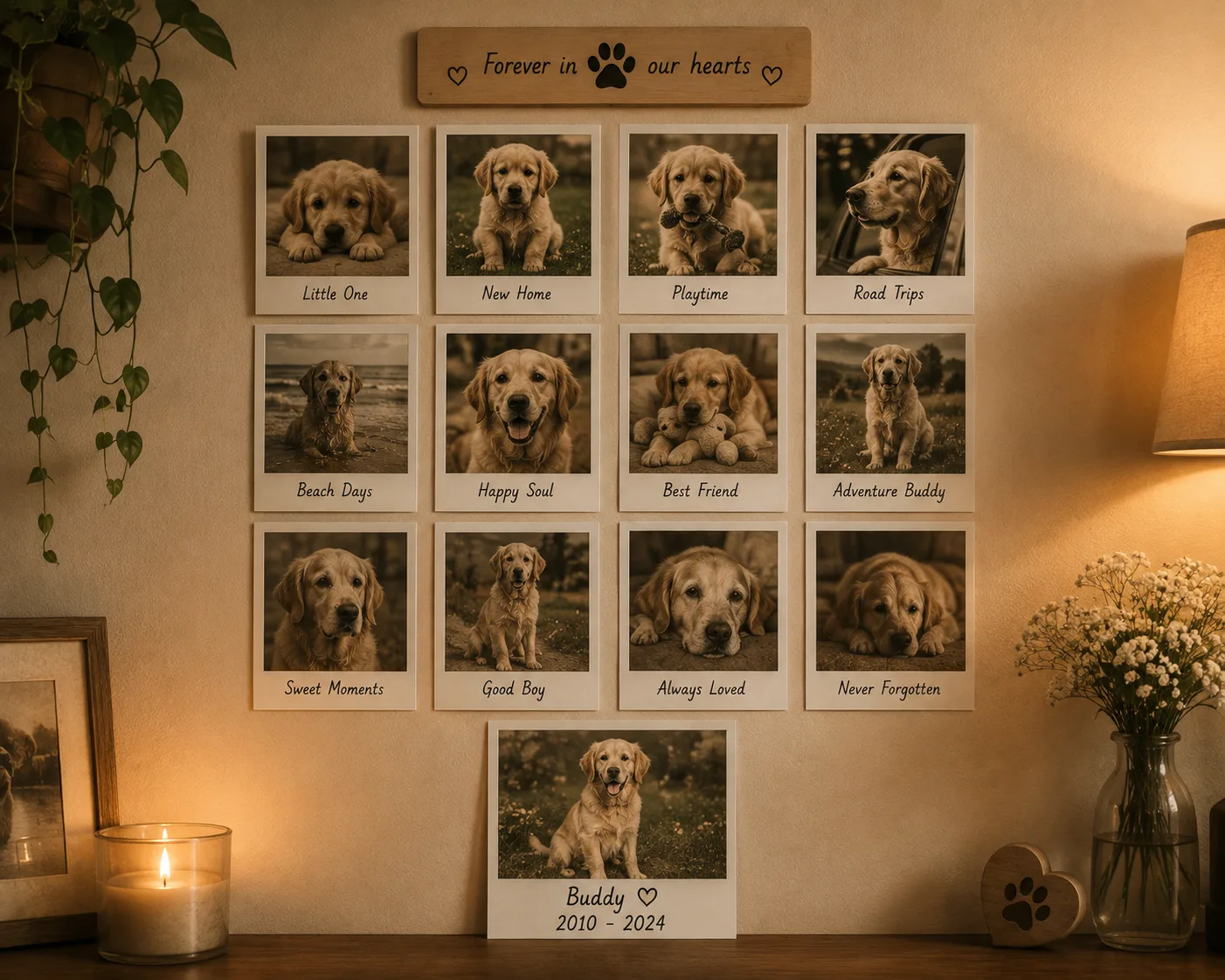 Memory Print for a Lost Pet photo-print display example