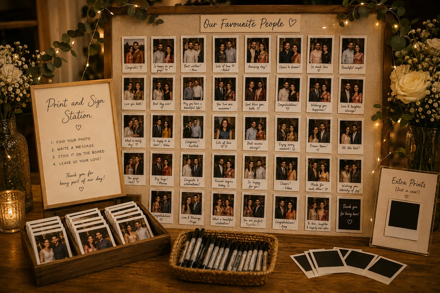 Print-and-Sign Station example for Wedding Guest Book Alternative