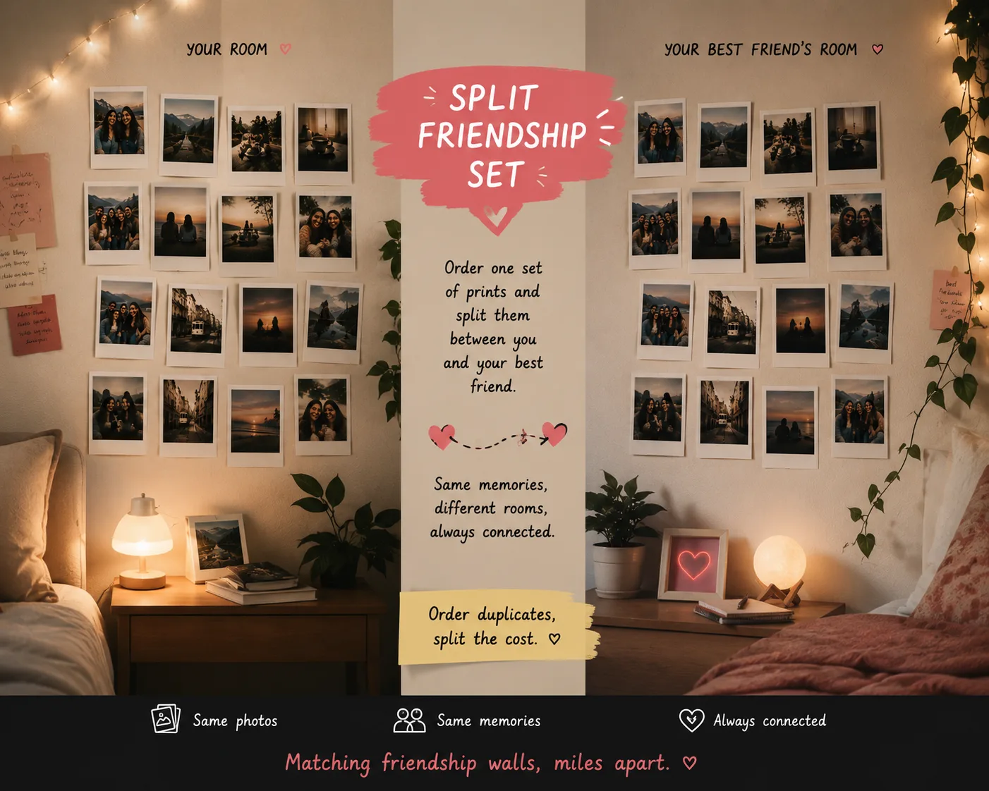Split Friendship Set example for Bestie / Best Friend Photo Prints