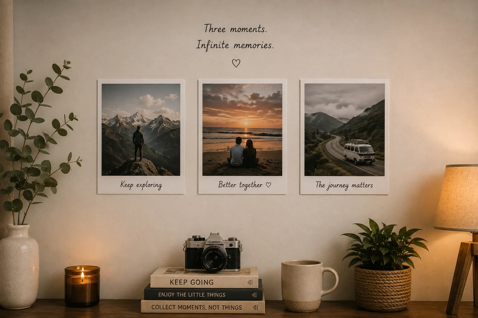 Three-Print Row example for Minimalist Photo Walls